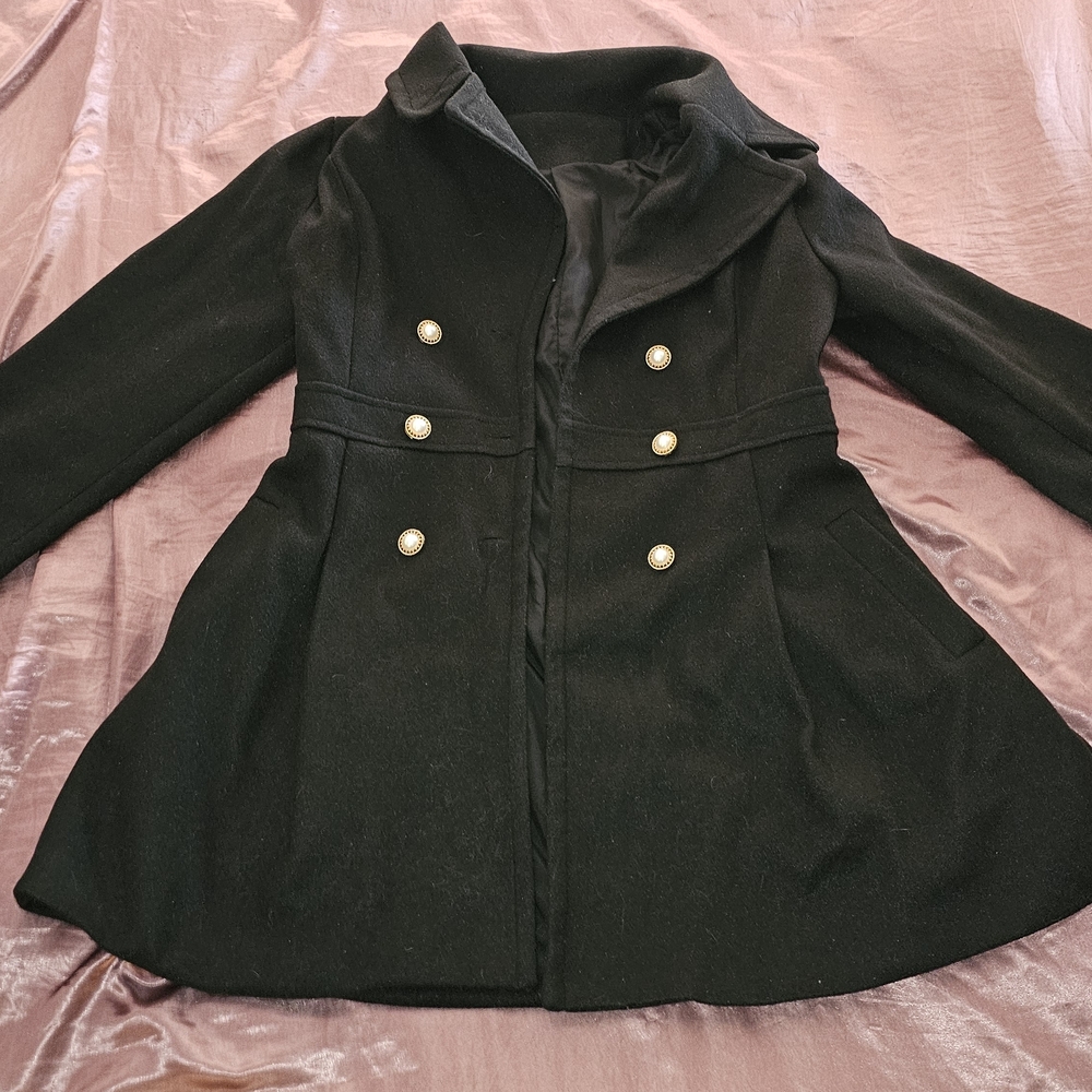 Women’s Black Double-Breasted Peacoat Jacket
